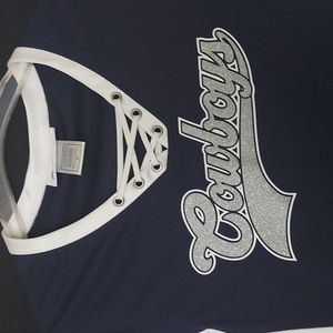 DALLAS COWBOYS Authentic Short Sleeve V Neck Front Lace Up Shirt